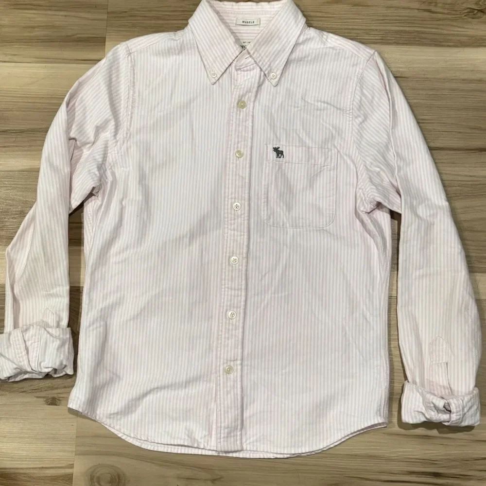 Abercrombie and Fitch Pink Pinstripe Muscle Button Down Shirt Men’s Small Y2K